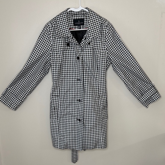 London Fog Jackets & Blazers - London Fog Black and White Houndstooth Trench Coat Size XL